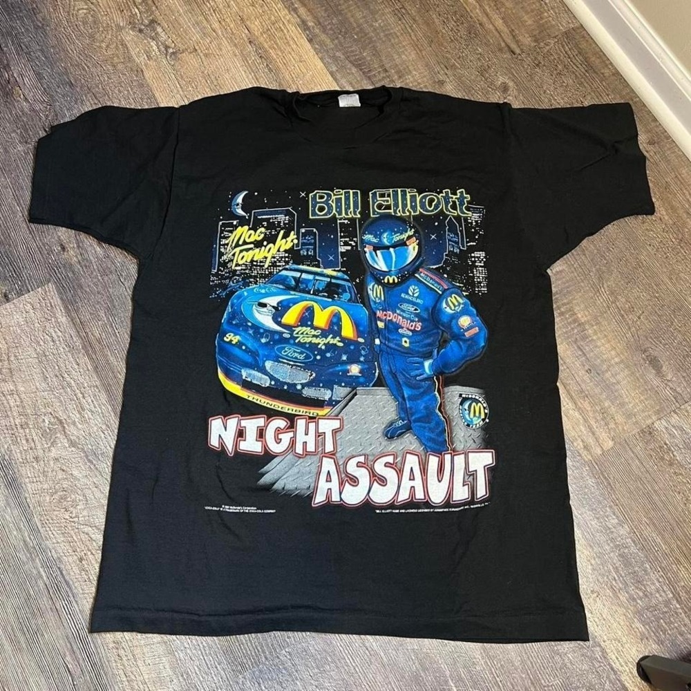 Vintage 1990s bill Elliot Mac tonight 'night assault' racing tee XL